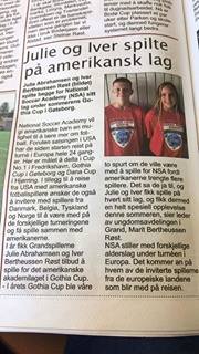 Norway players in their local newspaper